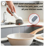 Rotating Dish Brush with Soap Dispenser, Non-Slip Long Handle (Pack of 2)