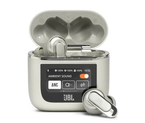 True Wireless Earbuds – Premium noise-cancelling earbuds with a smart touchscreen charging case for intuitive control and immersive sound.